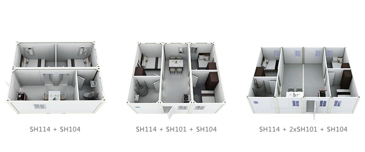 Examples of combined flat-pack modular buildings